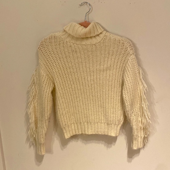 Beautiful Off White Winter Sweater w/ Sleeve Tassels - Picture 2 of 2